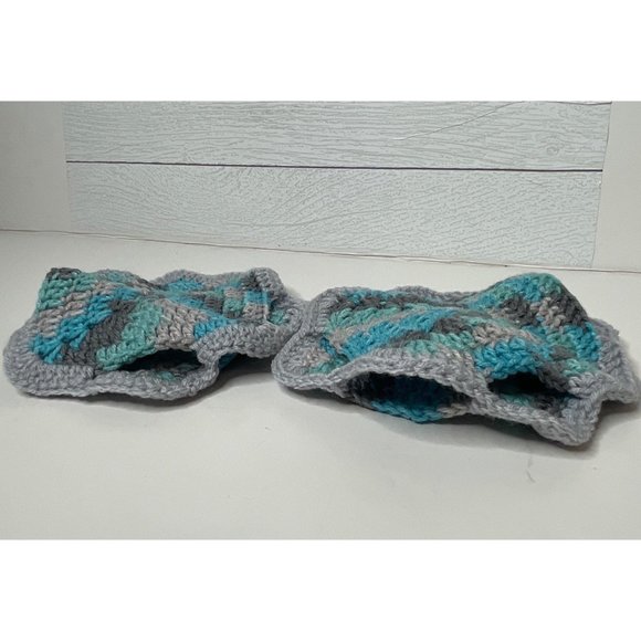 Handmade Crochet Washcloth Dish Washing Scrubbies Knit Gray Blue White - Picture 3 of 3